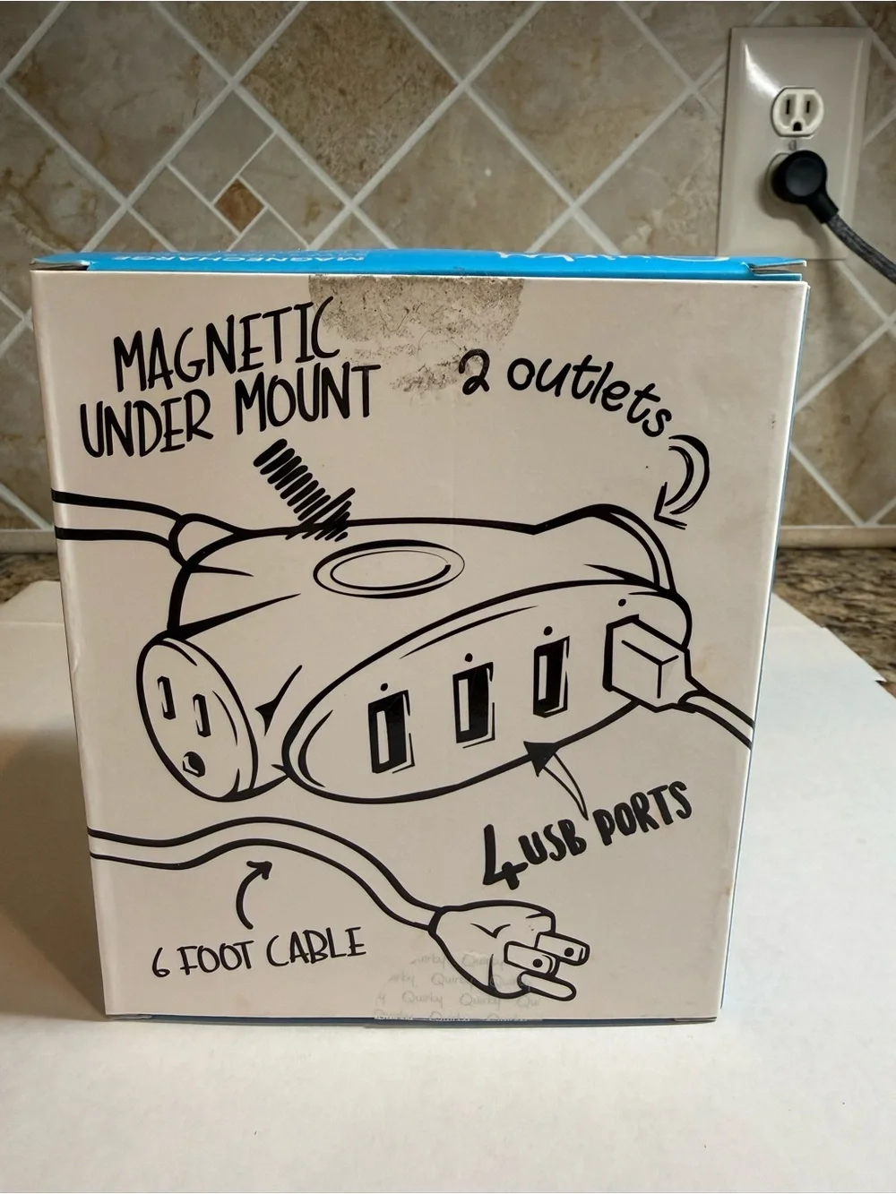 Quirky MagneCharge 30W 4 USB Ports 2 AC Outlets Magnetic Mount Charging Station